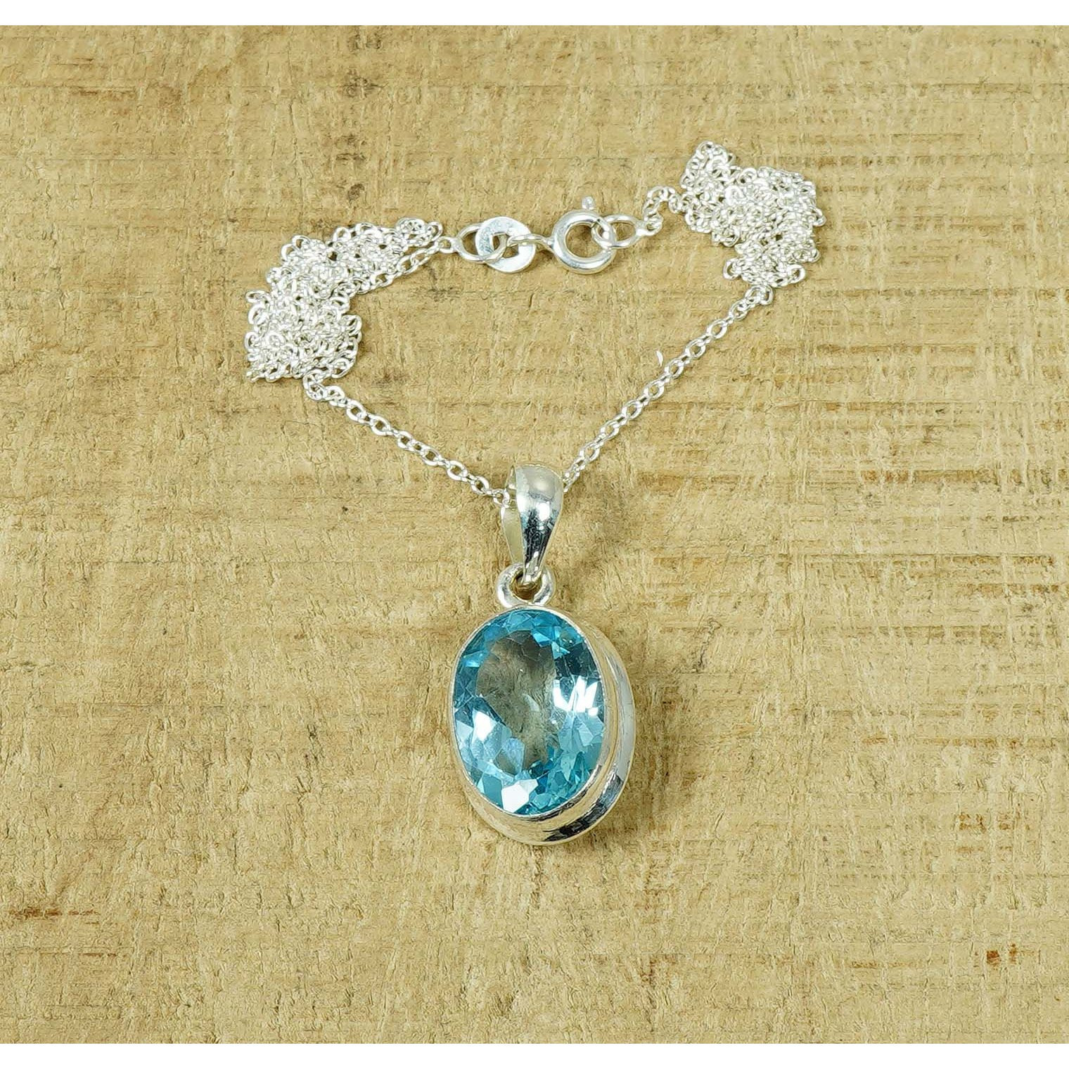 Swiss Topaz 925 Sterling Silver Pendant Necklace for Women
